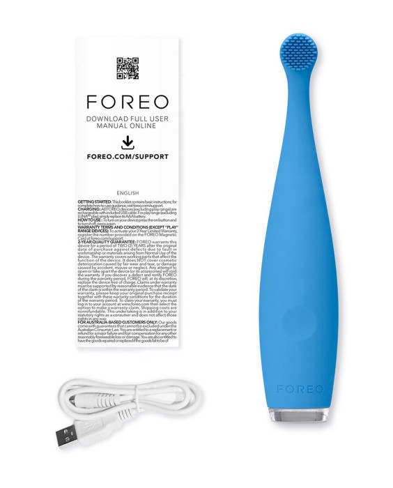 ISSA baby Cepillo de dientes para niños (0-4) Bubble Blue Dino FOREO