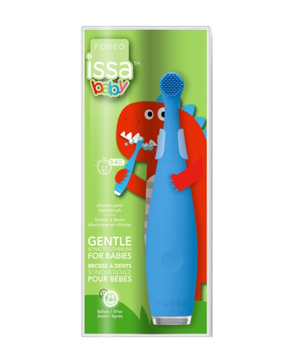 ISSA baby Cepillo de dientes para niños (0-4) Bubble Blue Dino FOREO