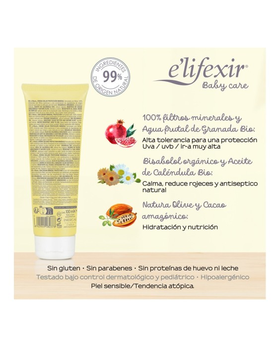 Crema Solar Mineral Protección Spf+50 Piel Sensible Elifexir Baby Care 100 ml Elifexir