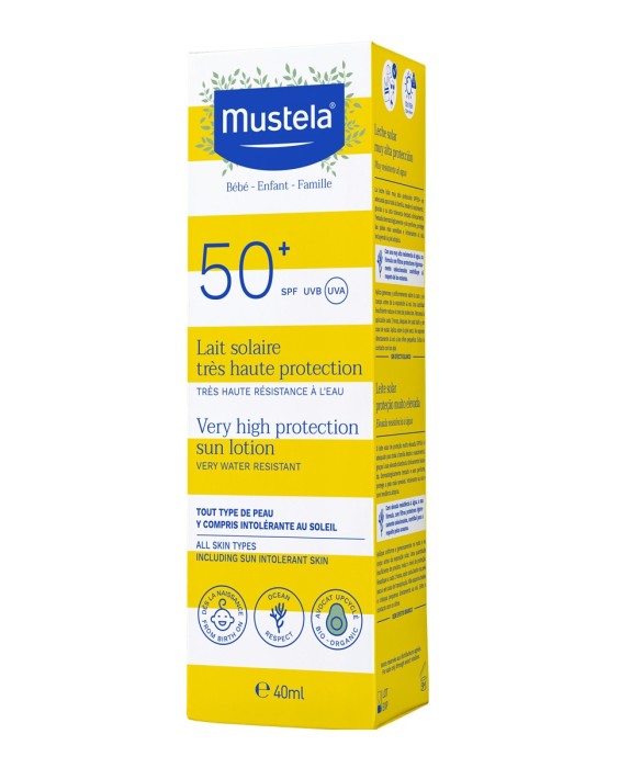 Leche solar muy alta protección SPF 50+ especial cara 40 ml Mustela