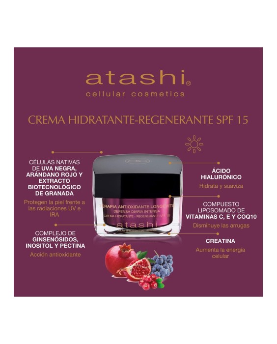 Crema Antioxidante  Hidratante Regenerante Spf15 50 ml Atashi