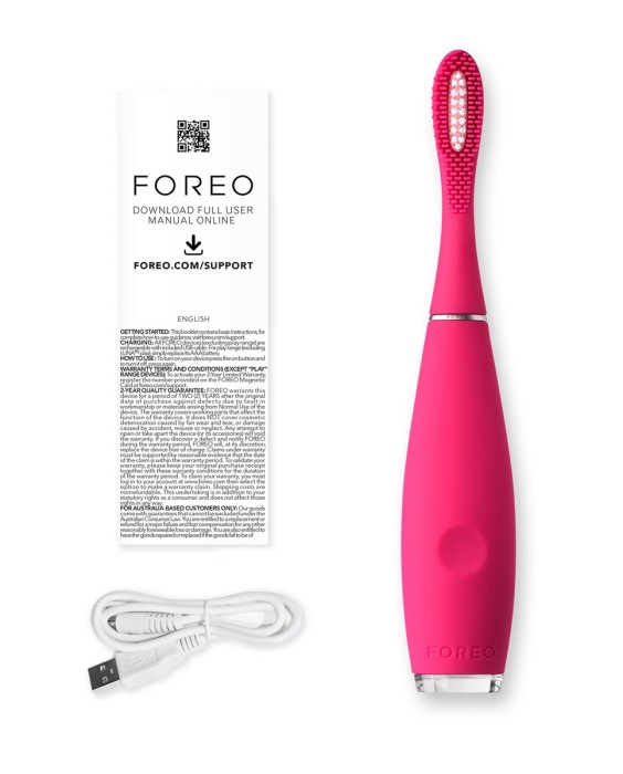 ISSA kids Cepillo de dientes sónico para niños de 5 a 12 años Rose Nose Hippo FOREO