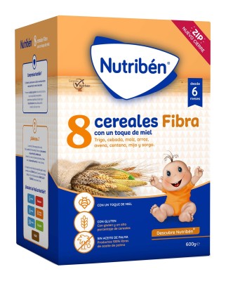Papilla de 8 cereales y miel fibra Nutribén®
