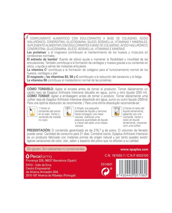 Intensive Colágeno Glucosamina Condroitina 284 g Epaplus Arthicare