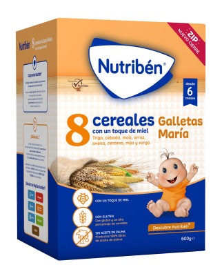 Papilla 8 cereales y miel galletas María Nutribén®