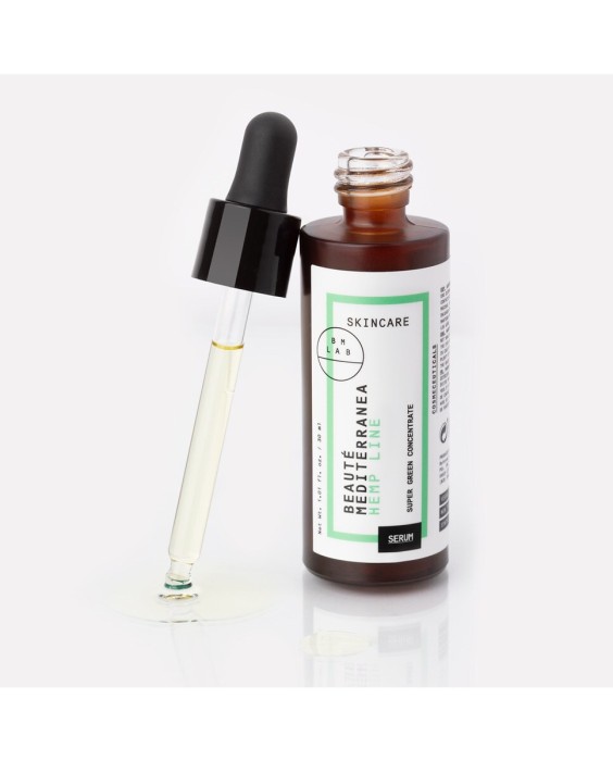 Serúm Facial Super Green Concentrate Con Hemp Y Escualane Vegano 97% Ingredientes Naturales 30 ml Beauté Mediterranea