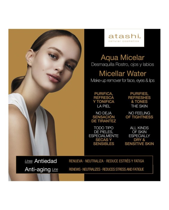 Agua Micelar Cellular Desmaquillante Limpiador Antiedad 250 ml Atashi