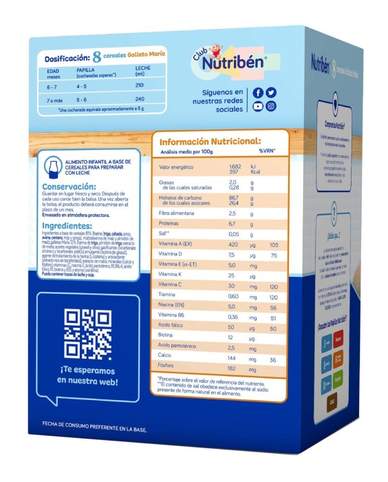 Papilla 8 Cereales Galletas María Nutribén®