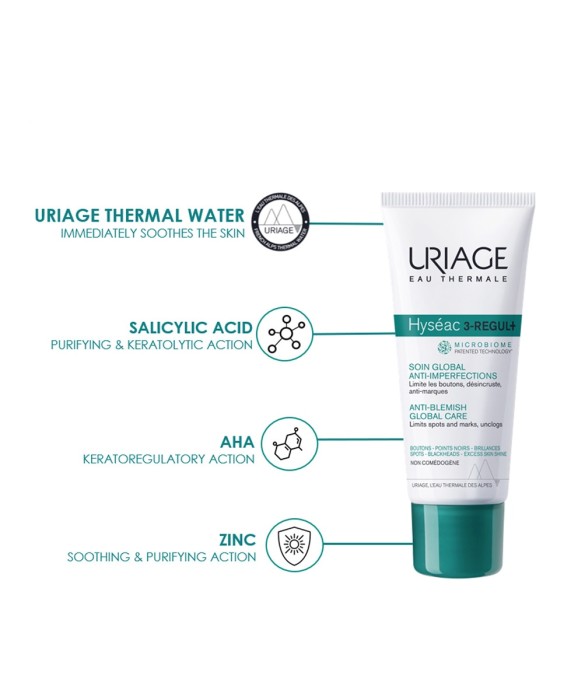 Crema Facial Cuidado Global Para Granos Hyseac 40 ml Uriage