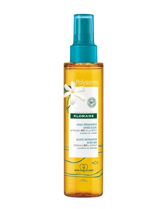 Aceite Reparador Aftersun Cuerpo & Rostro Al Monoï Y Tamanu Bio 150 ml Klorane Polysianes