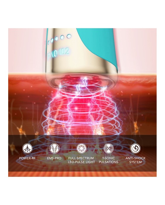 FAQ™ 102 Dispositivo profesional de rejuvenecimiento facial con radiofrecuencia, electroestimulación muscular y terapia de luz LED Topaz