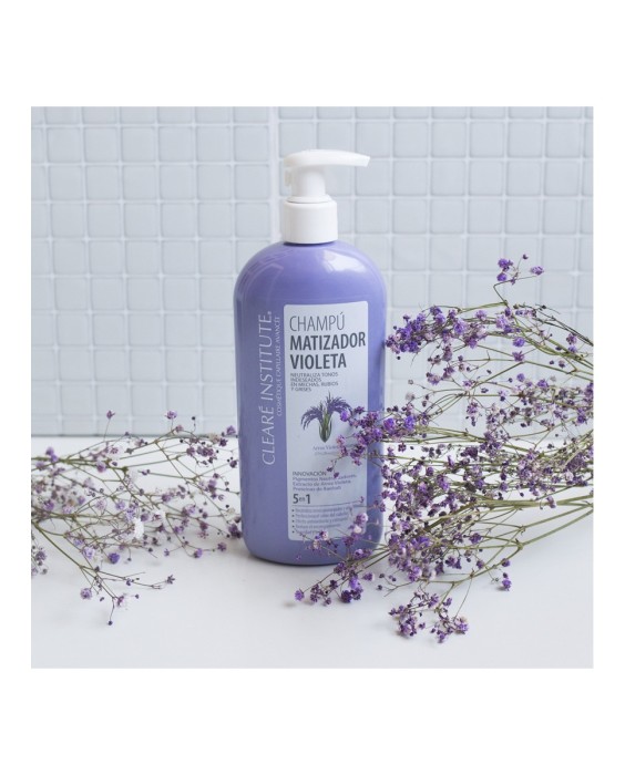 Champú Matizador Violeta Para Cabello Rubio, Con Mechas Y Grises 400 ml Clearé Institute