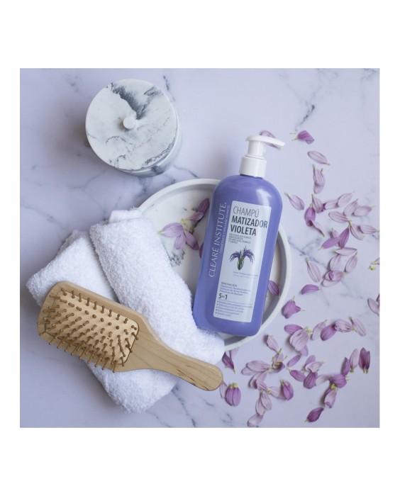 Champú Matizador Violeta Para Cabello Rubio, Con Mechas Y Grises 400 ml Clearé Institute