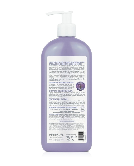 Champú Matizador Violeta Para Cabello Rubio, Con Mechas Y Grises 400 ml Clearé Institute