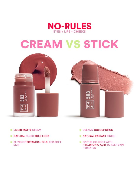 Crema de color líquida, mate y multiusos para ojos labios y mejillas The No-Rules Cream 3INA
