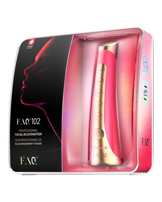 FAQ™ 102 Dispositivo profesional de rejuvenecimiento facial con radiofrecuencia, electroestimulación muscular y terapia de luz LED Pink Ruby