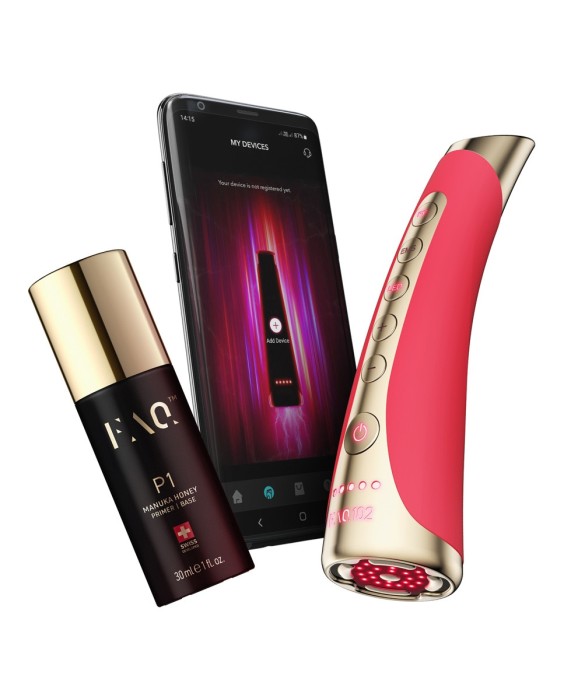 FAQ™ 102 Dispositivo profesional de rejuvenecimiento facial con radiofrecuencia, electroestimulación muscular y terapia de luz LED Pink Ruby