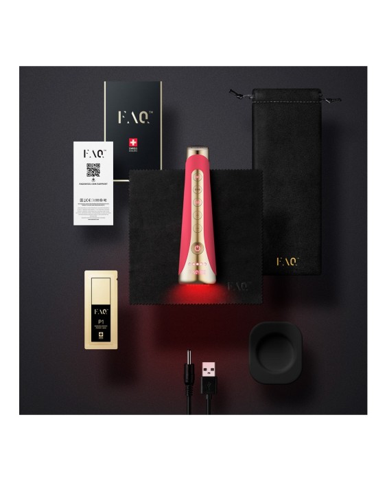 FAQ™ 102 Dispositivo profesional de rejuvenecimiento facial con radiofrecuencia, electroestimulación muscular y terapia de luz LED Pink Ruby