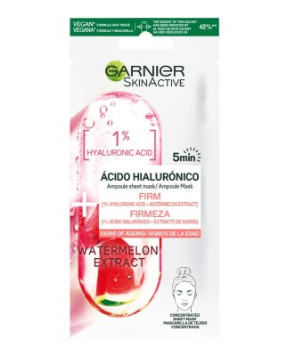 Mascarilla en ampolla reafirmante con ácido hialurónico y sandía Skin Active Garnier