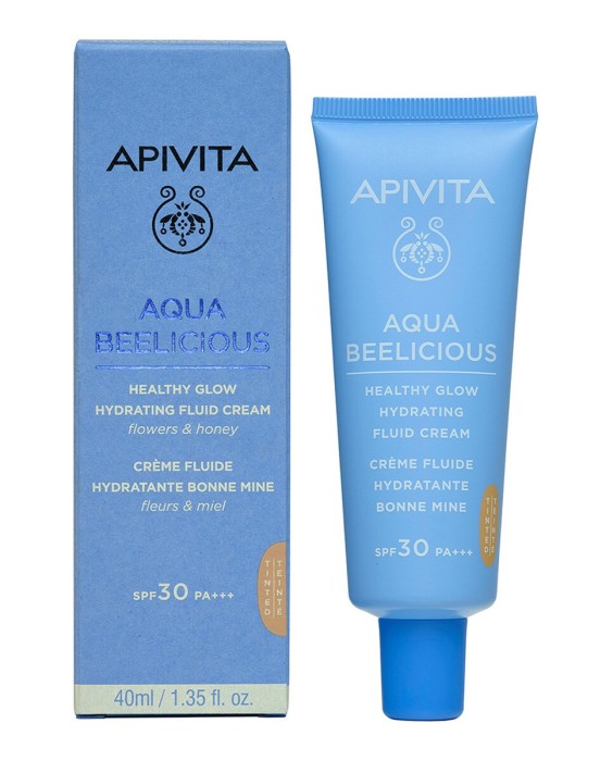 Crema iluminadora hidratante con color Aqua Beelicious Healthy Glow SPF30 Apivita