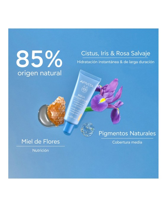 Crema iluminadora hidratante con color Aqua Beelicious Healthy Glow SPF30 Apivita