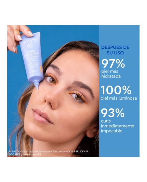 Crema iluminadora hidratante con color Aqua Beelicious Healthy Glow SPF30 Apivita