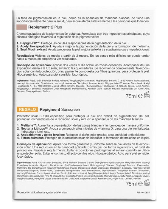 Pack Repigment 12 Plus + Repigment Sunscreen Bella Aurora