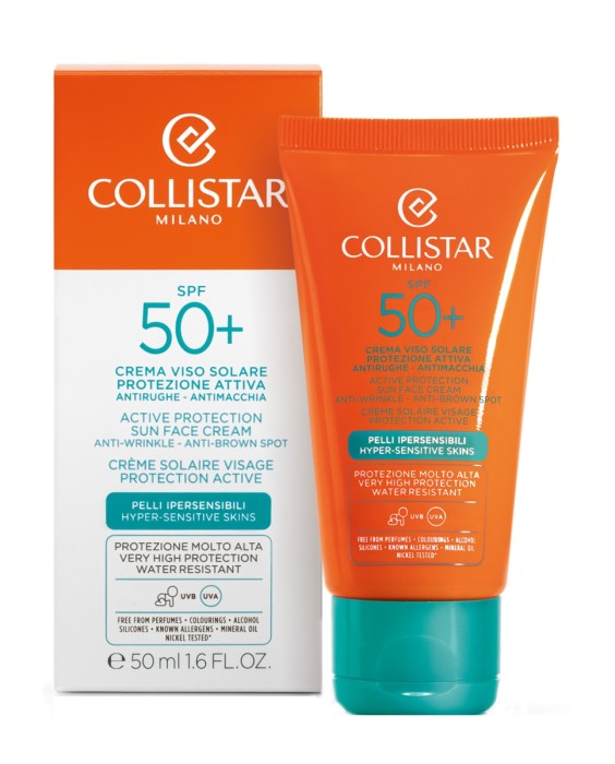 Crema Solar Proteccion Activa Cara Spf 50+, 50 ml Collistar