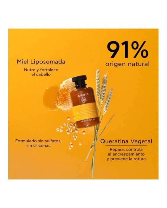 Champú Keratin Repair Nutritivo & Reparador con Miel y Queratina Vegetal Apivita