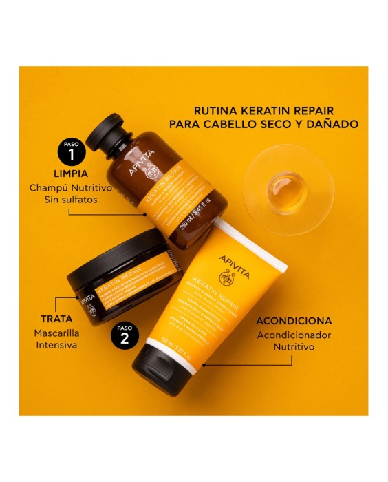 Mascarilla Capilar Keratin Repair Nutritiva & Reparadora con Miel y Queratina Vegetal Apivita