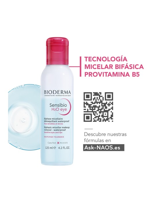 Desmaquillante bifásico micelar para ojos Sensibio H2O eye 125 ml Bioderma