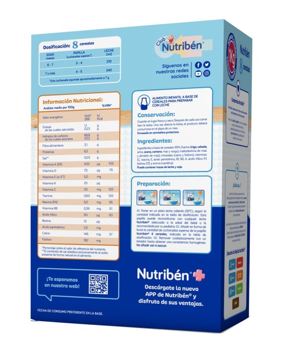 Papilla 8 Cereales 1000 Nutribén