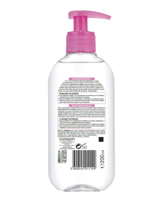 Gel micelar Todo en Uno Skin Active Garnier