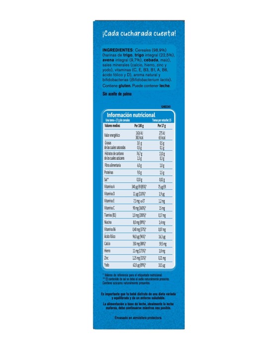 Papilla Multicereales 0 % Azúcares Añadidos ni Producidos Desde 6 Meses 270 g Gerber