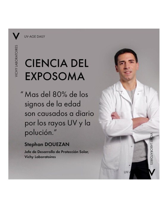 Protector solar UV-AGE Daily con Color Water Fluid Antifotoenvejecimiento UVB SPF50+ UVA Vichy