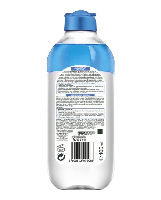 Agua Micelar Sensitive Skin Active Garnier