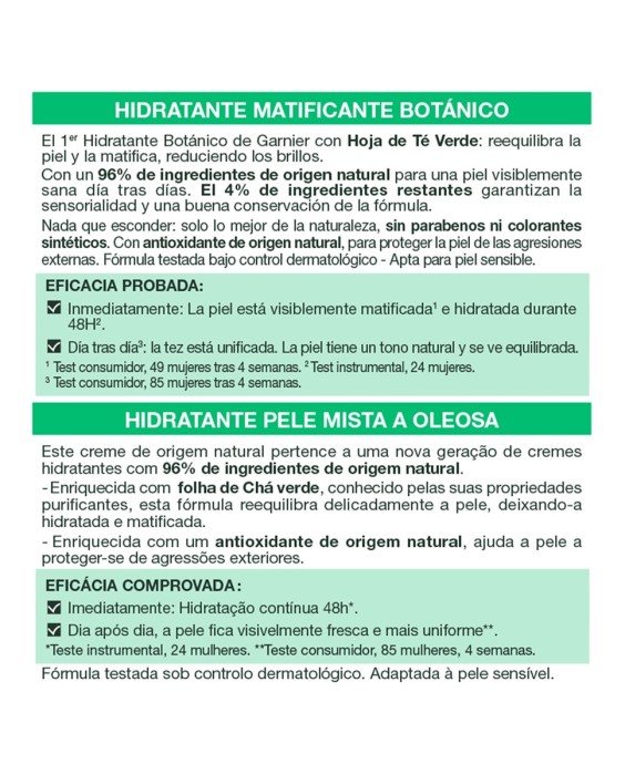 Crema hidratante matificante Botánica Skin Active Garnier