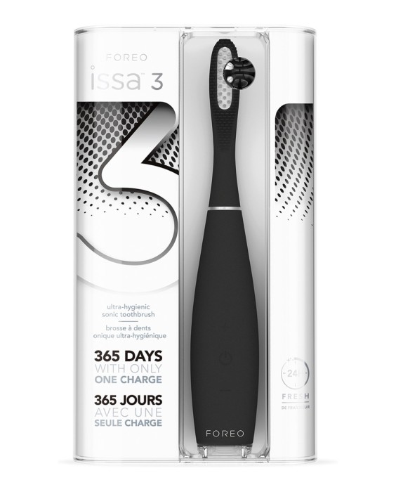 ISSA™ 3 cepillo de dientes sónico de silicona ultra higiénica Black FOREO