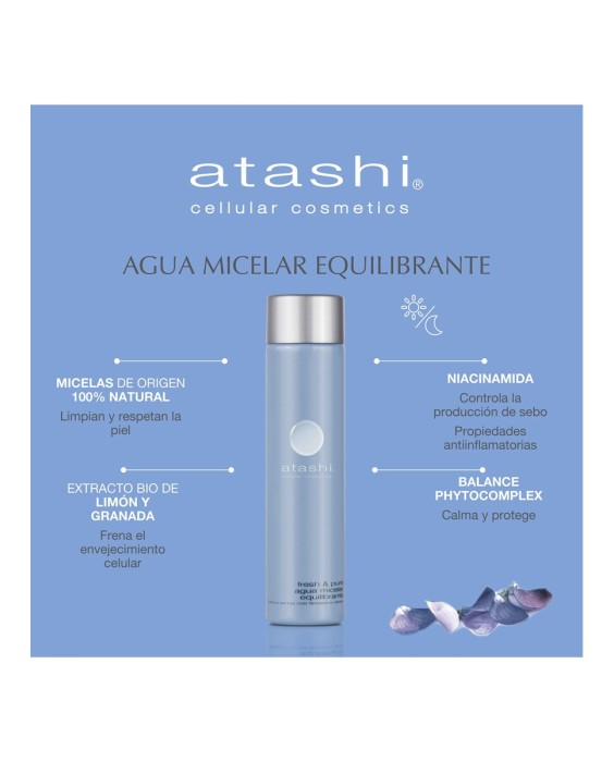 Agua Micelar  Fresh&Pure Equilibrante Limpiador Piel Grasa 150 ml Atashi