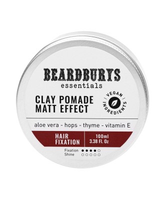 Cera mate de fijación fuerte Clay Pomade 100 ml Beardburys Essentials