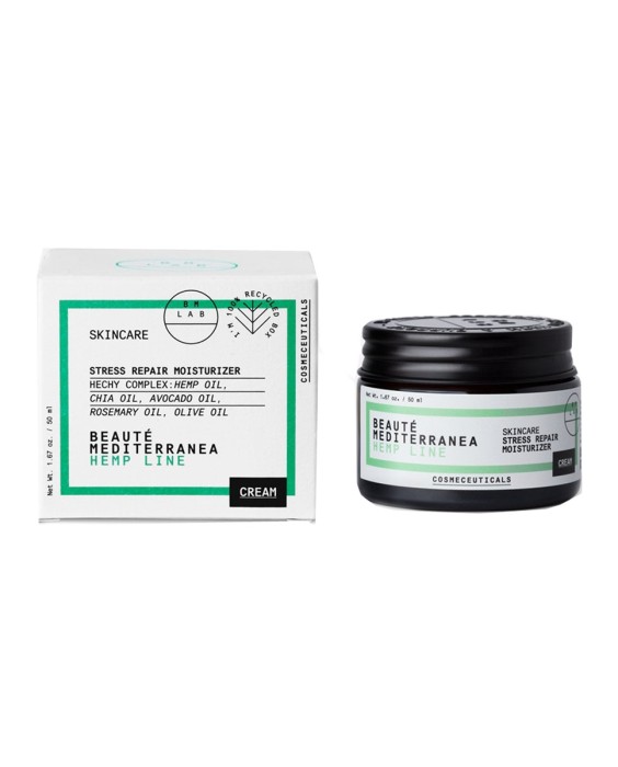 Crema Hidratante Facial Con Aceite De Aguacate Y Niacinamida Stress Repair Vegana 95% De Ingredientes Naturales 50 ml Beauté Mediterranea