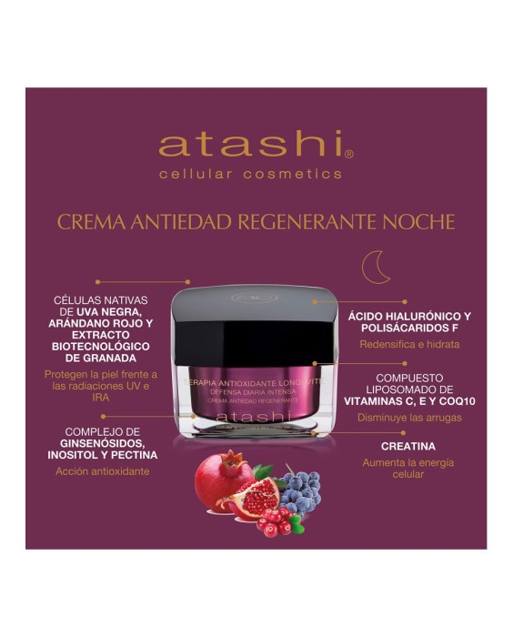 Crema Antioxidante Antiedad Regenerante Noche 50 ml Atashi