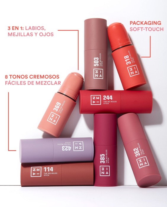 Barra multiusos 3 en 1: labios, mejillas, ojos The No-Rules Stick 3INA