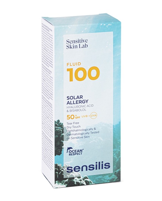 Solar Fluid 100 Allergy SPF50+ Con Ácido Hialurónico y Pro Vitamina D 40 ml Sensilis Солнцезащитный флюид для лица
