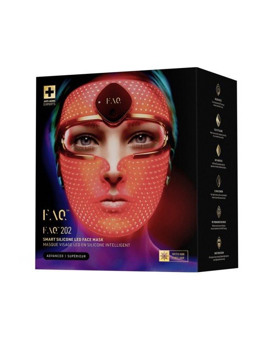 Máscara LED facial de silicona FAQ™ 202 , tratamiento con 7 luces LED + NIR, inalámbrica y antienvejecimiento