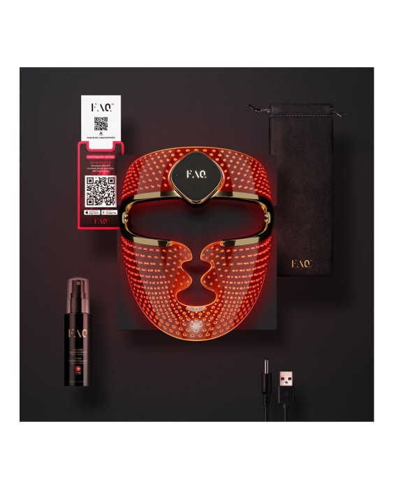 Máscara LED facial de silicona FAQ™ 202 , tratamiento con 7 luces LED + NIR, inalámbrica y antienvejecimiento