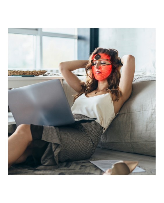 Máscara LED facial de silicona FAQ™ 202 , tratamiento con 7 luces LED + NIR, inalámbrica y antienvejecimiento