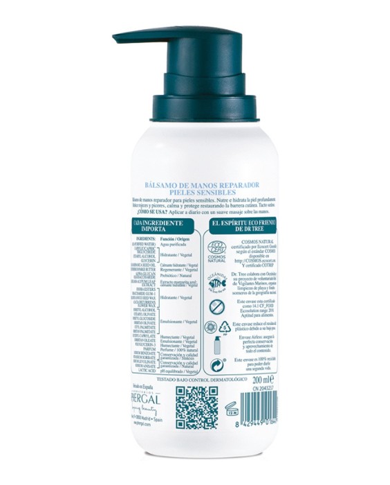 Bálsamo de Manos Natural Reparador Piel Sensible 200 ml Dr. Tree